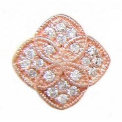 AC861 14K DIAMOND SLIDE WITH MILGRAIN - PINK GOLD 